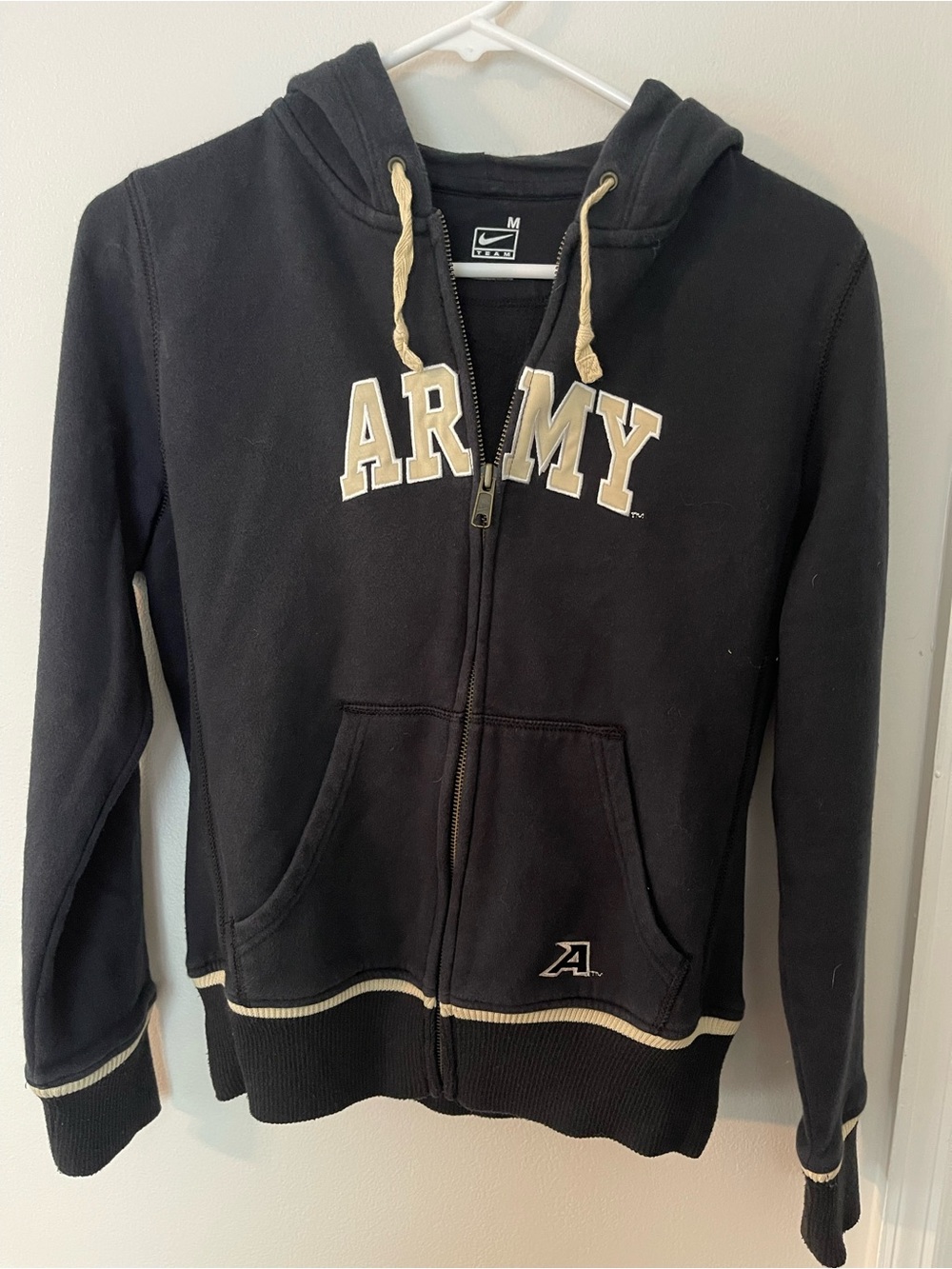 Nike Black Hoodie with Cream Accents and ARMY Logo